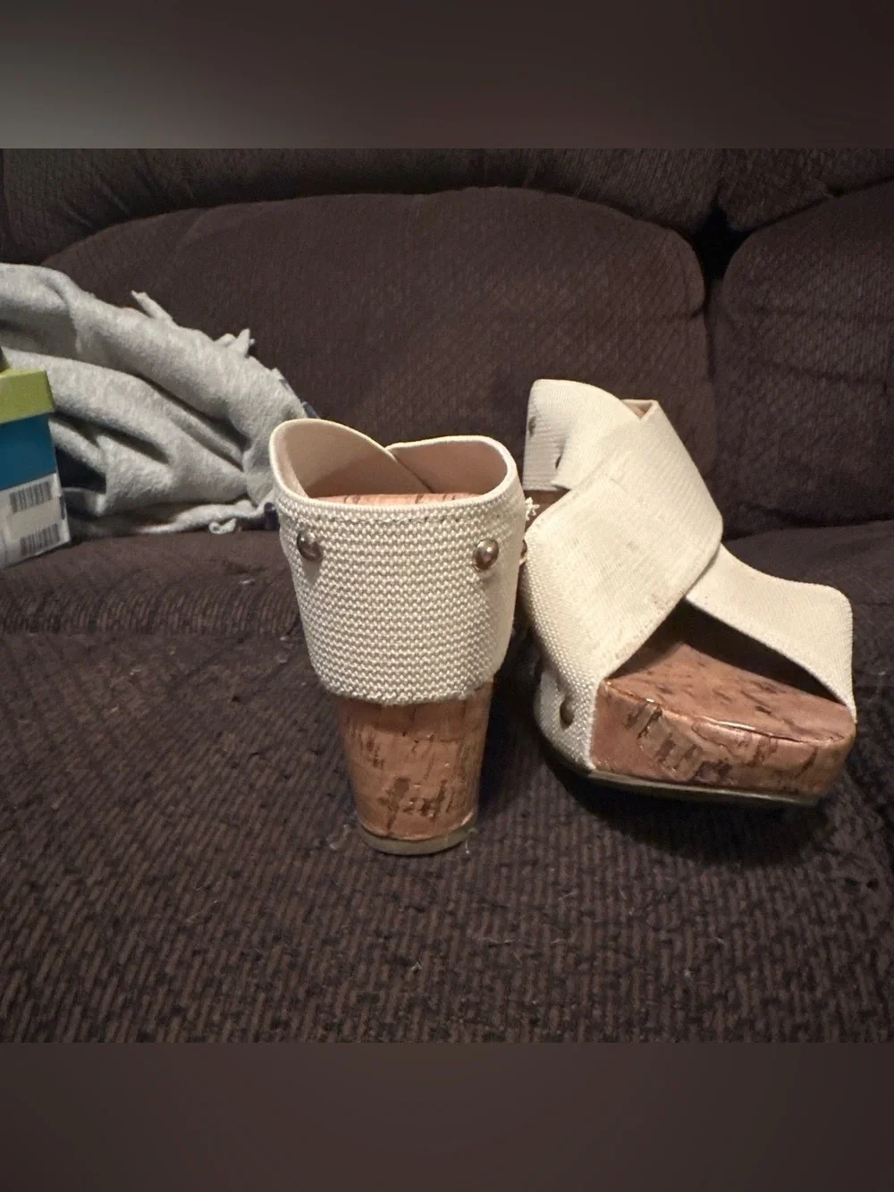 Montego Bay Club Cream Cross-Band Cork Wedge Sandals